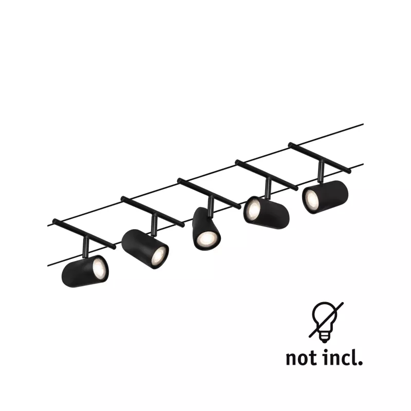 ,CorDuo Système sur câbles Cup Kit de base GU5,,3 max. 5x10W 230/12V Noir mat,,, - système d'accrochage et décoration