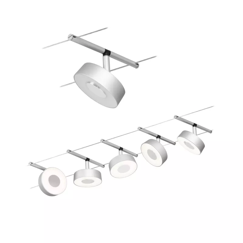 CorDuo Système sur câbles LED Circle Kit de base 5x180lm 5x5W 3000K 230/12V PAULMANN 98 - Cimaise Tableau 