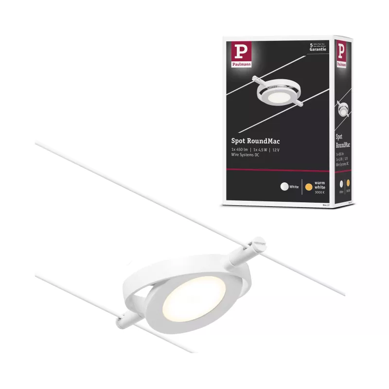 ,CorDuo Système sur câbles LED RoundMac Spot individuel 200lm 4,,5W 3000K 12V Blanc dépoli,,,