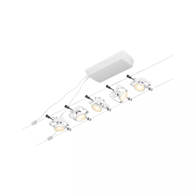,Sistema CorDuo sobre Cables Mac II Kit Básico GU5,,3 máx. 5x10W 230/12V Blanco Esmerilado,,, PAULMANN 22 - Cimaise Tableau 