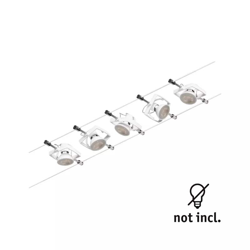 ,Sistema CorDuo sobre Cables Mac II Kit Básico GU5,,3 máx. 5x10W 230/12V Blanco Esmerilado,,, PAULMANN 23 - Cimaise Tableau 