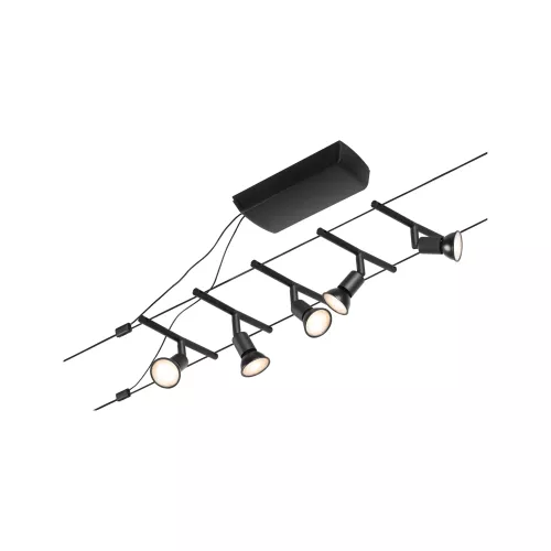 ,Kit básico de sistema de cable CorDuo Salt GU5,,3 máx. 5x10W 230/12V Negro mate,,,