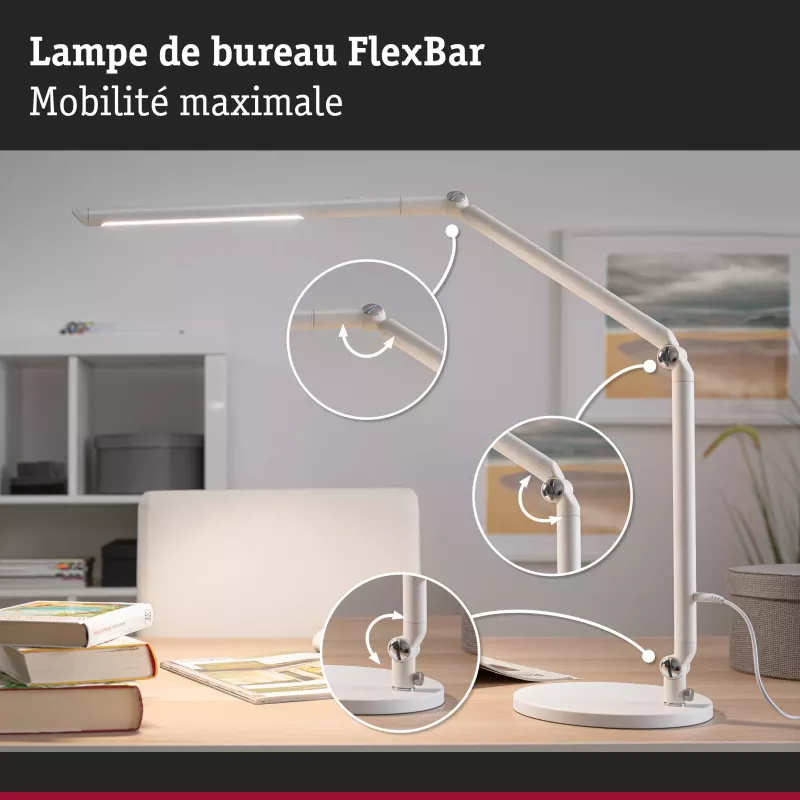 ,Lampe de bureau LED 3-Step-Dim FlexBar White Switch 700lm 9,,5W, PAULMANN 63 - Cimaise Tableau 