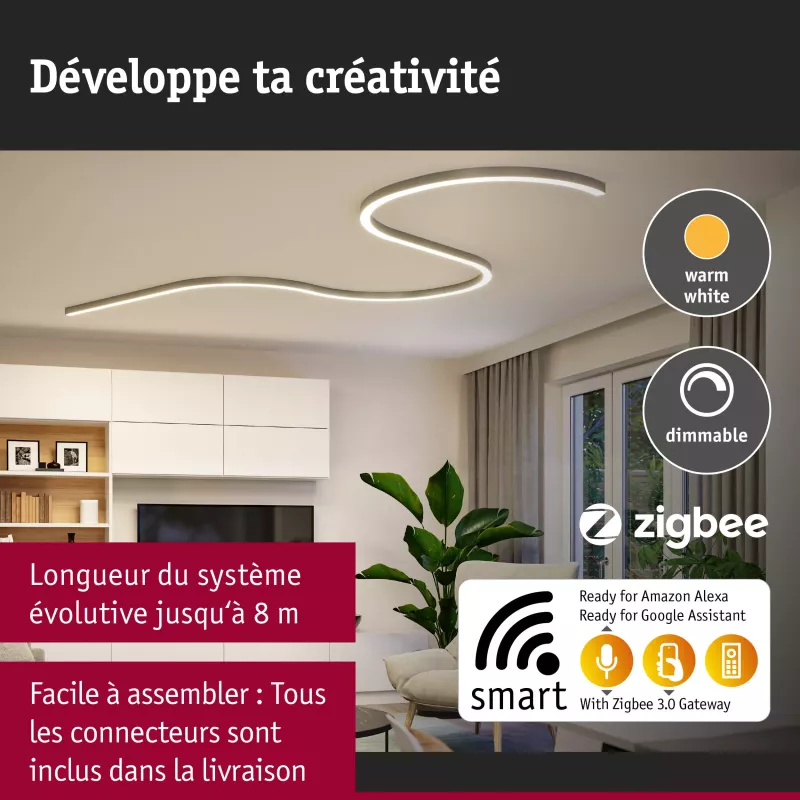 Linion Alimentation électrique Power Channel Zigbee 230/24V 17W Chrome mat 1m
