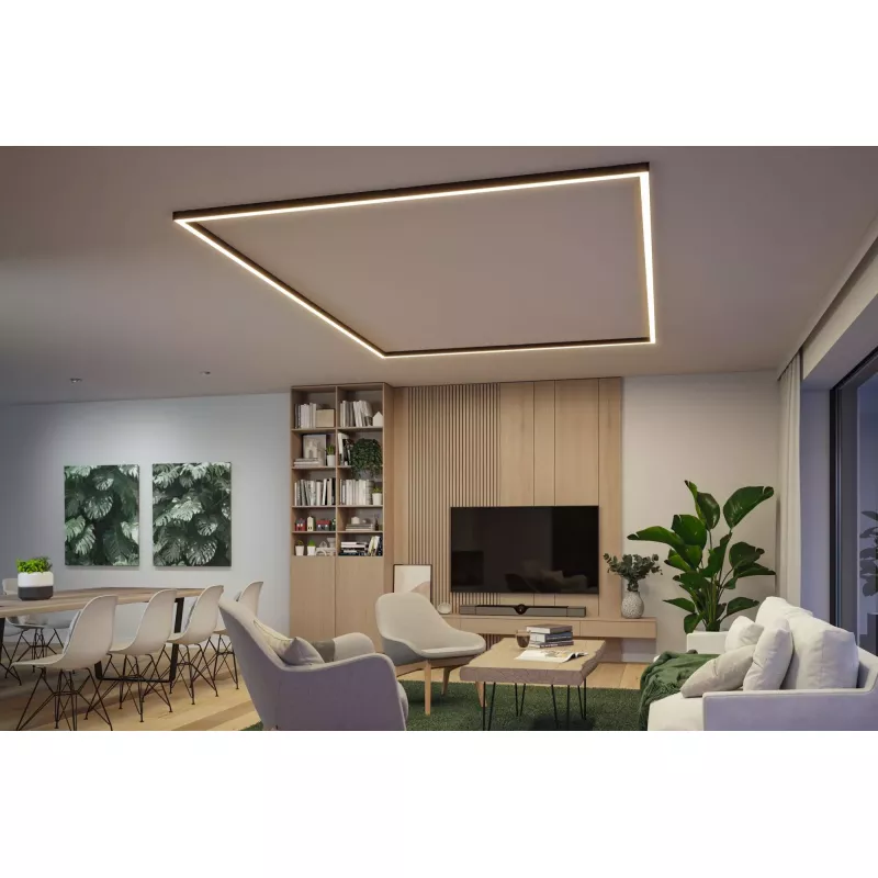 Luz de canal Linion de 90°, 24 V, 3,5 W, 3000 K, color negro. PAULMANN 23 - Cimaise Tableau 