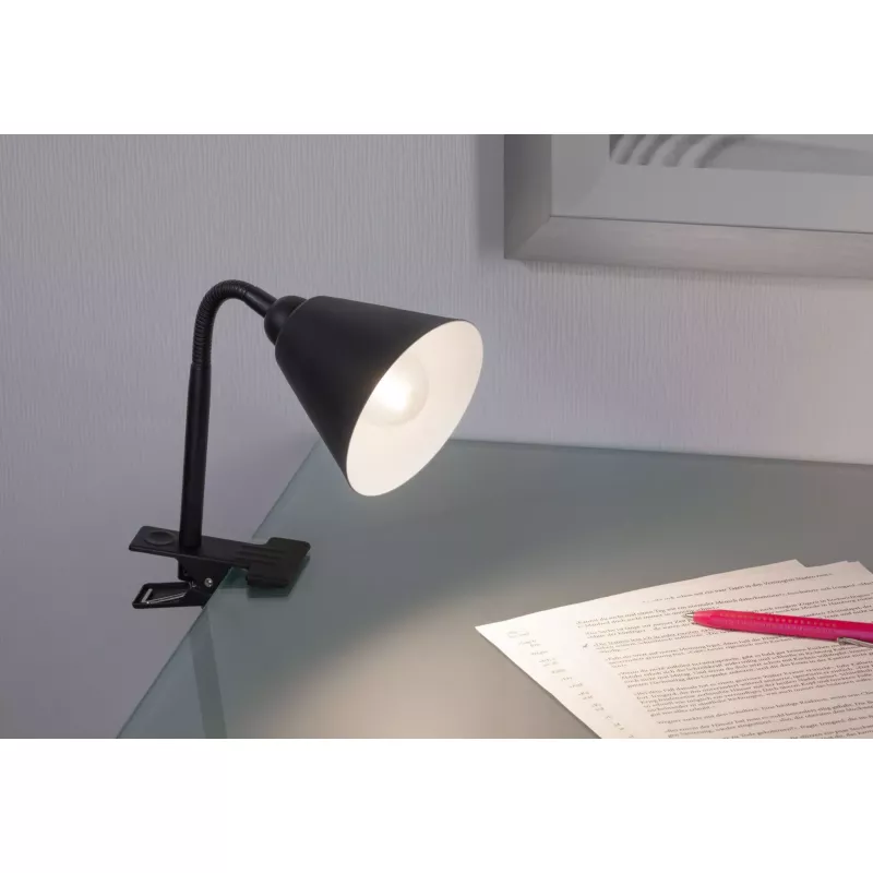 Vitis-Punktklemme mit flexiblem Arm und Kabelschalter, schwarz, 230 V, E14