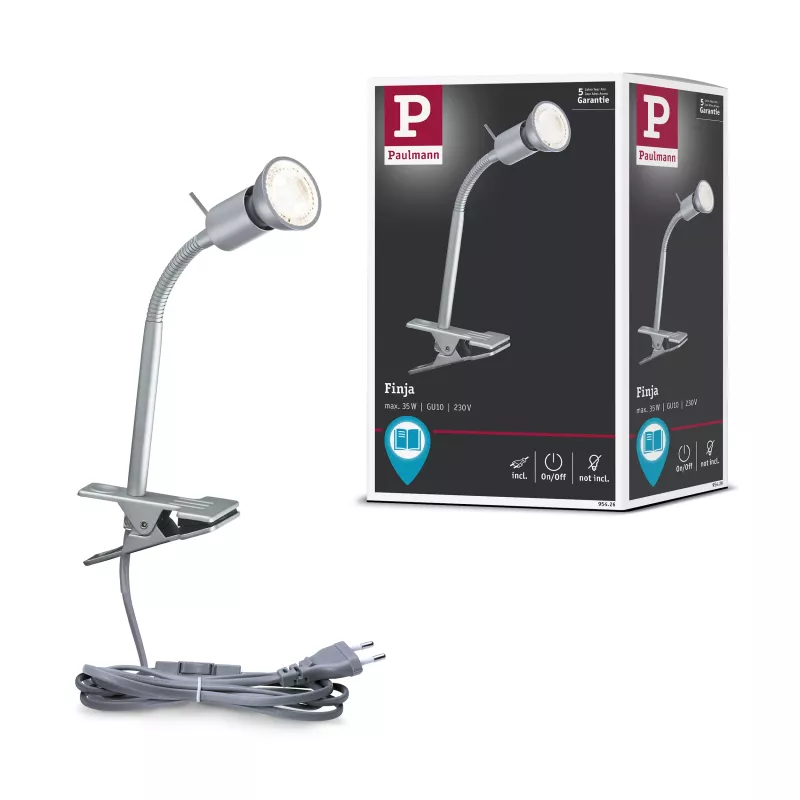 Foco Finja cromado mate con clip, 230 V GU10
