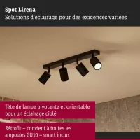 Spotlight Lirena GU10 max. 4x10W Noir mat Métal - système d'accrochage et décoration - détail 5