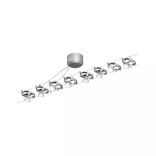 Cardan cable system, GU5 base kit, 3 max. 8x10W dimmable 230/12V, matte chrome