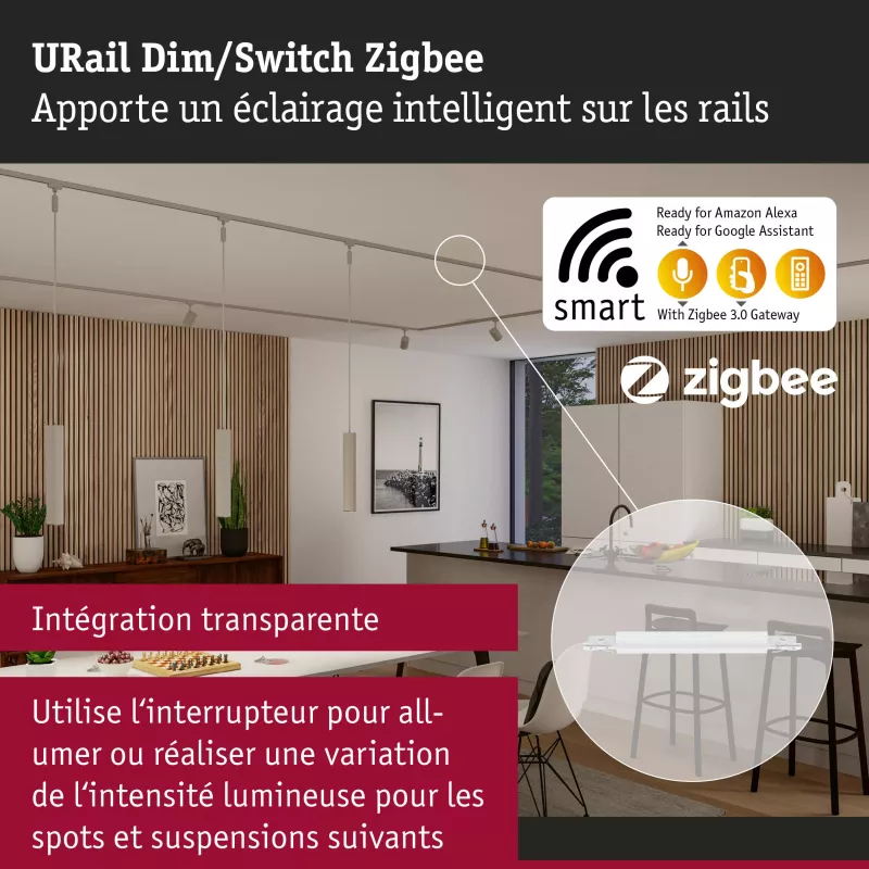URail Adaptateur de rail Zigbee 3.0 Dimm/Switch 240x21mm max. 50W