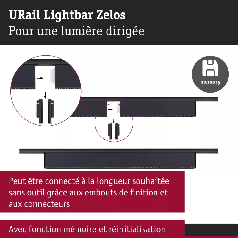 URail Lightbar 3-Step-Dim Zelos 1050lm 10W 3000K dimmable 230V PAULMANN 20 - Cimaise Tableau 