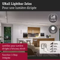 URail Lightbar 3-Step-Dim Zelos 1100lm 10W 4000K gradable 230V Blanc signal - système d'accrochage et décoration - détail 4