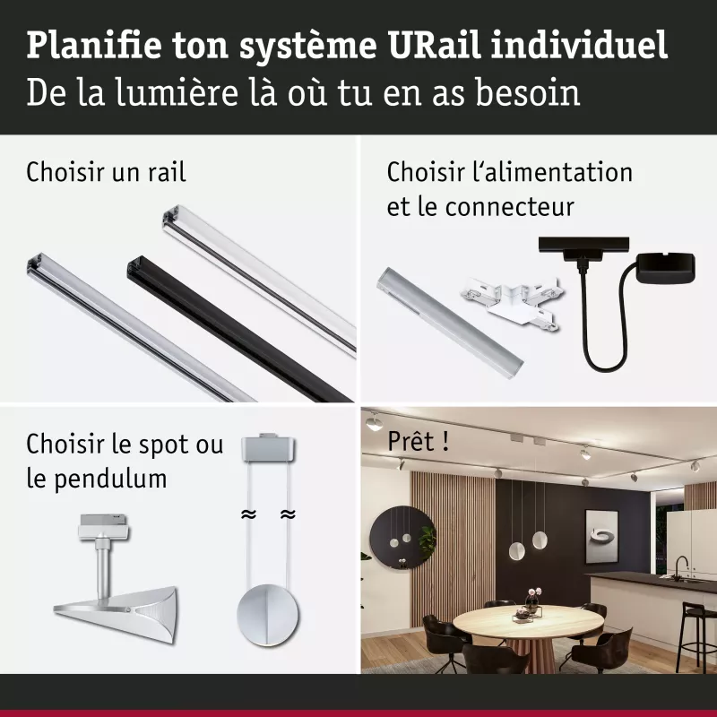 URail Spot sur rail 3-Step-Dim Alejandro 800lm 10W 4000K gradable 230V