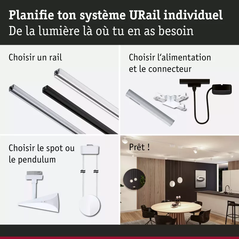 URail Spot sur rail 3-Step-Dim Alejandro 800lm 10W 4000K gradable 230V Blanc signal