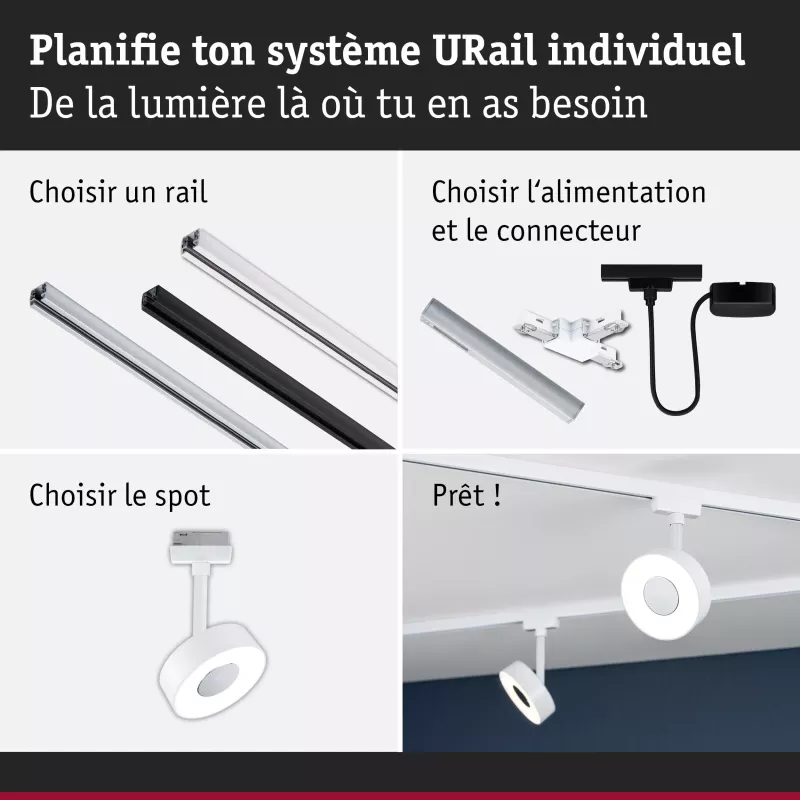 URail Spot sur rail 3-Step-Dim Circle 220lm 5W 4000K gradable 230V Blanc signal