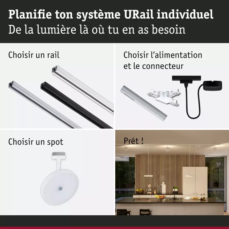 URail Spot sur rail 3-Step-Dim Hildor 850lm 15W 3000K gradable 230V Blanc signal