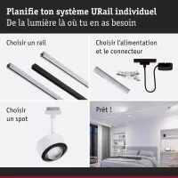 URail Track spotlight Aldan Individual spotlight 500lm 8W White Switch 230V Signal white - système d'accrochage et décoration - détail 10