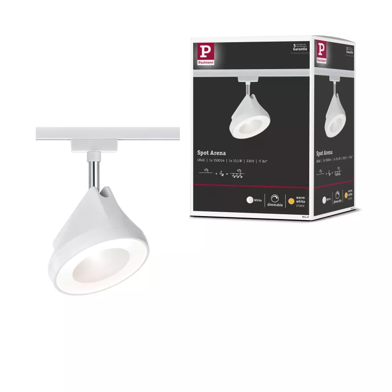 ,URail Spot sur rail Arena Spot individuel 800lm 15W 2700K gradable 230V Blanc,,,