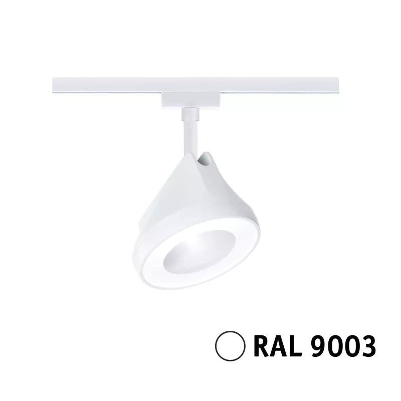 Foco individual para riel URail, 900 lm, 15, 1 W, 4000 K, regulable, 230 V, blanco señal.