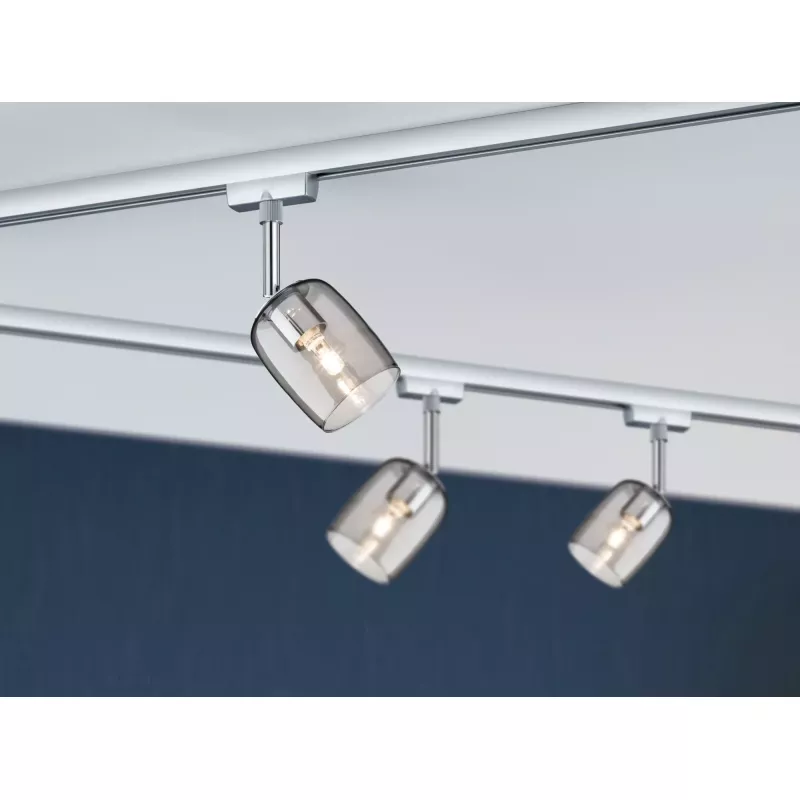 URail Spot auf Schienen, Blossom Einzelstrahler G9, max. 10 W, dimmbar, 230 V, mattes Chrom, Glas PAULMANN 9 - Cimaise Tableau 