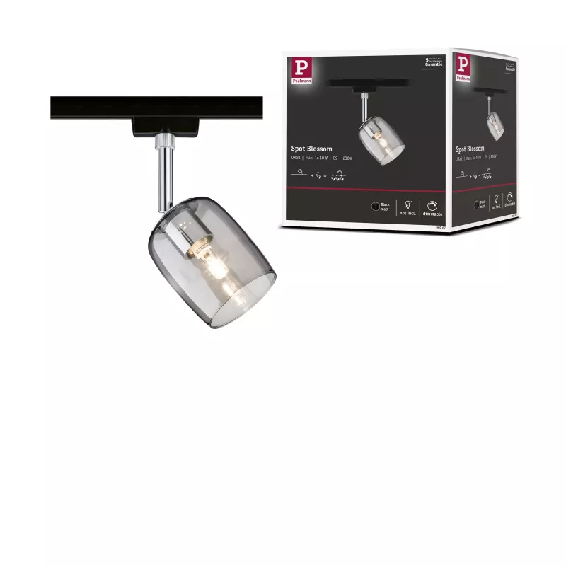 ,URail Spot sur rail Blossom Spot individuel G9 max. 10W gradable 230V Noir mat,, Verre,