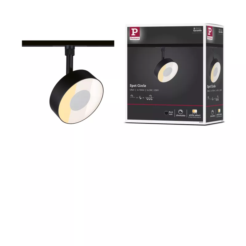 URail Track spotlight Circle 160lm 5W 2700 - 4000K dimmable 230V