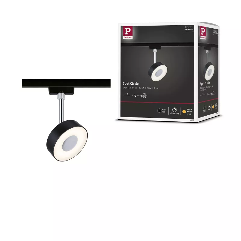 URail Spot sur rail Circle 200lm 5W 2700K gradable 230V