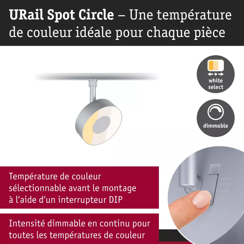 URail Spot sur rail Circle 220lm 5W 2700 - 4000K gradable 230V