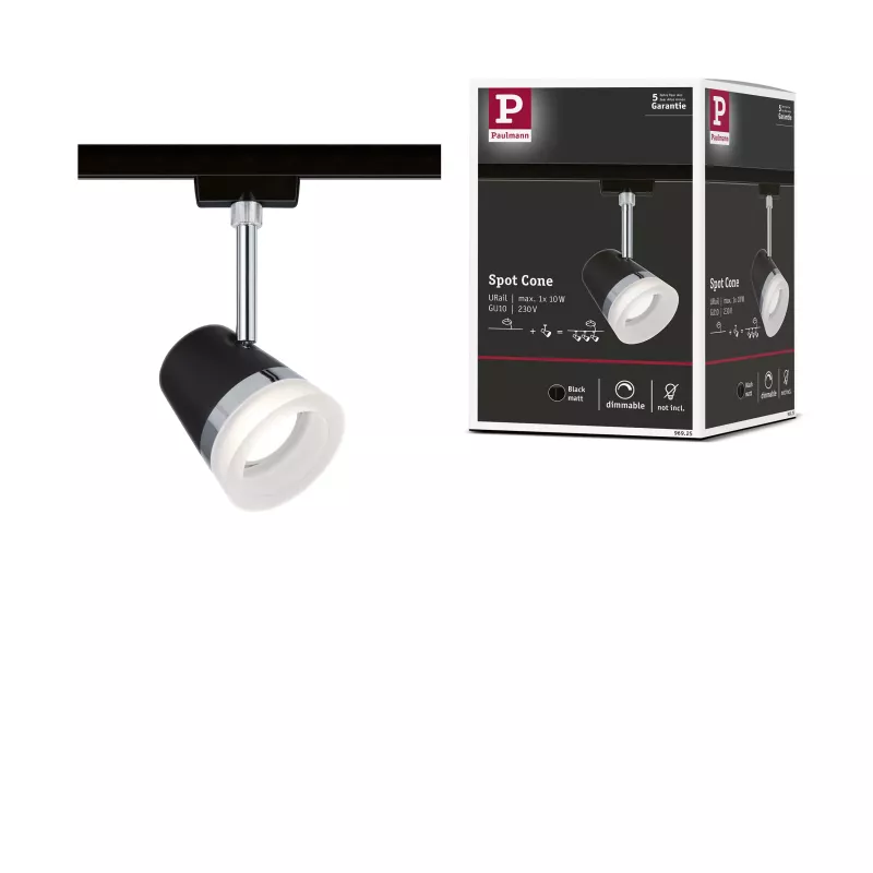 ,URail Spot sur rail Cone Spot individuel GU10 max. 10W gradable 230V Noir mat,,,