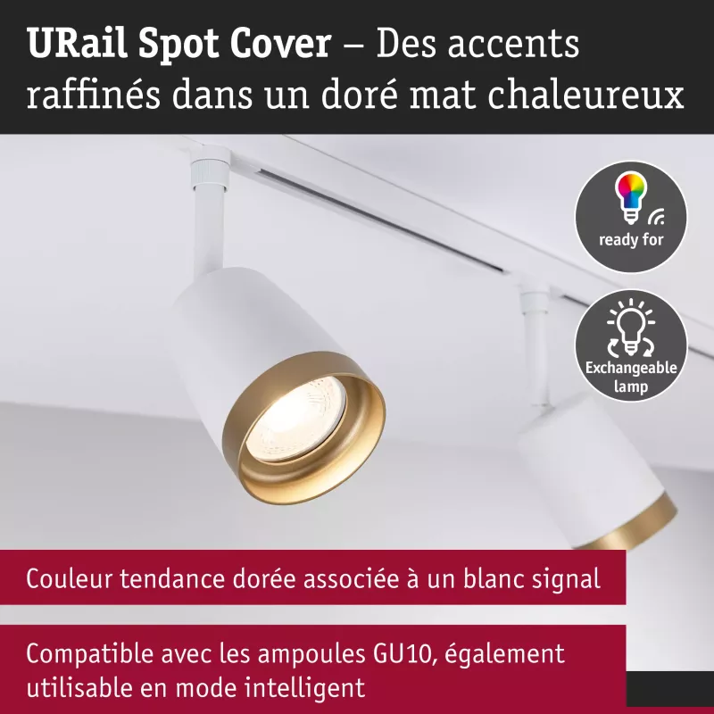 ,URail Spot sur rail Cover Spot individuel GU10 max. 10W 230V Blanc signal,, Doré,