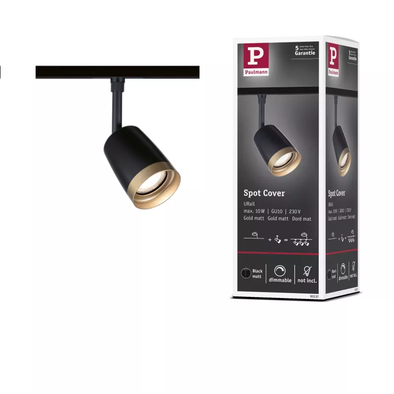 ,URail Spot sur rail Cover Spot individuel GU10 max. 10W 230V Noir mat,, Doré, PAULMANN 24 - Cimaise Tableau 