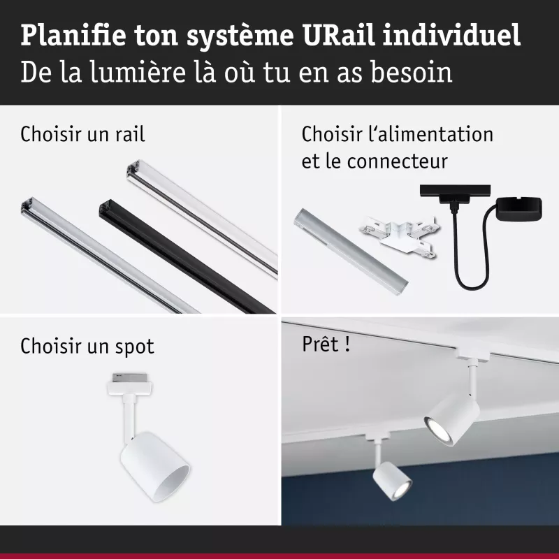 URail Track spot Cover Individual spot GU10 max. 10W dimmable 230V Signal white