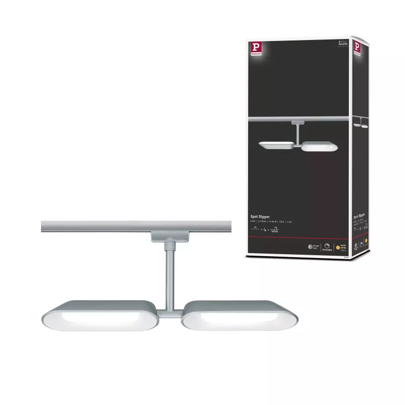 ,URail Track spotlight Dipper Individual spotlight 2x650lm 2x8W 2700K dimmable 230V Matt chrome,,,