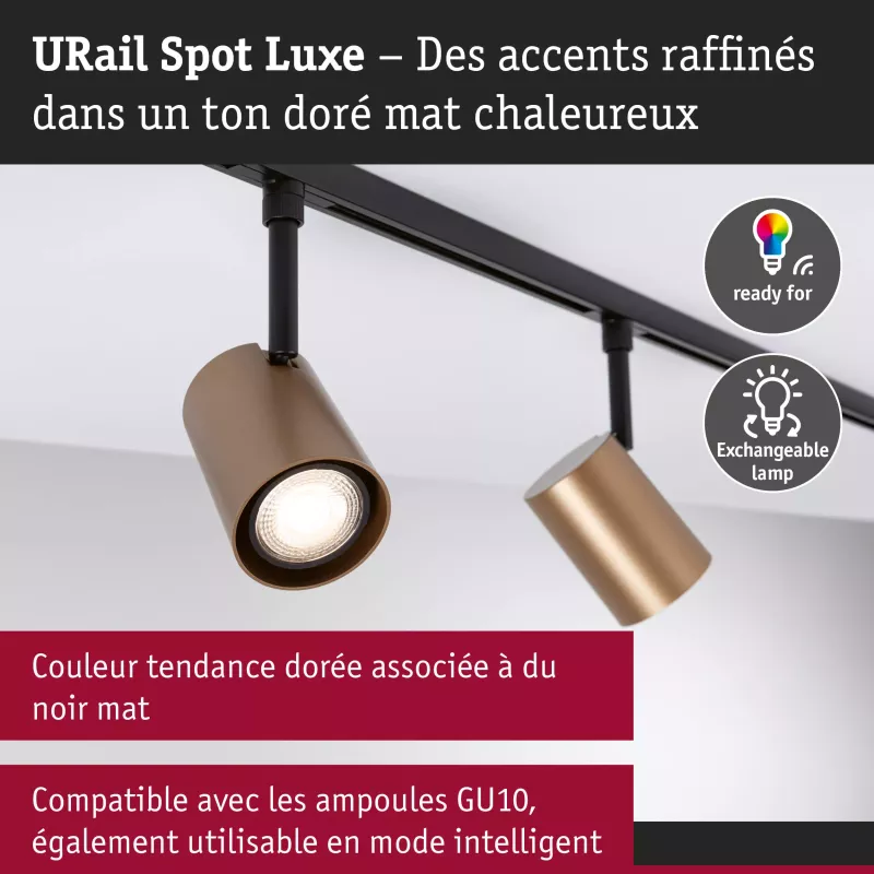 ,URail Spot sur rail Luxe GU10 max. 10W gradable 230V Doré mat,,,