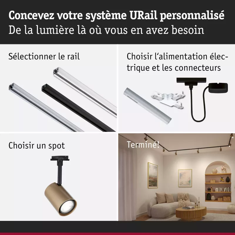 URail Luxury Track Spot GU10 max. 10W dimmable 230V Matte Gold