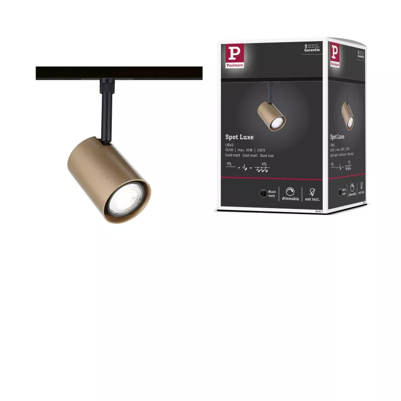 URail Luxury Track Spot GU10 max. 10W dimmable 230V Matte Gold