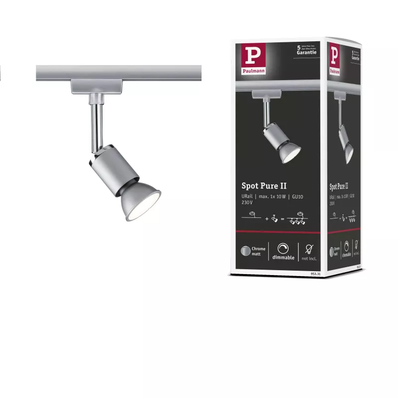 ,URail Spot sur rail Pure II Spot individuel GU10 max. 10W gradable 230V Chrome mat,,,