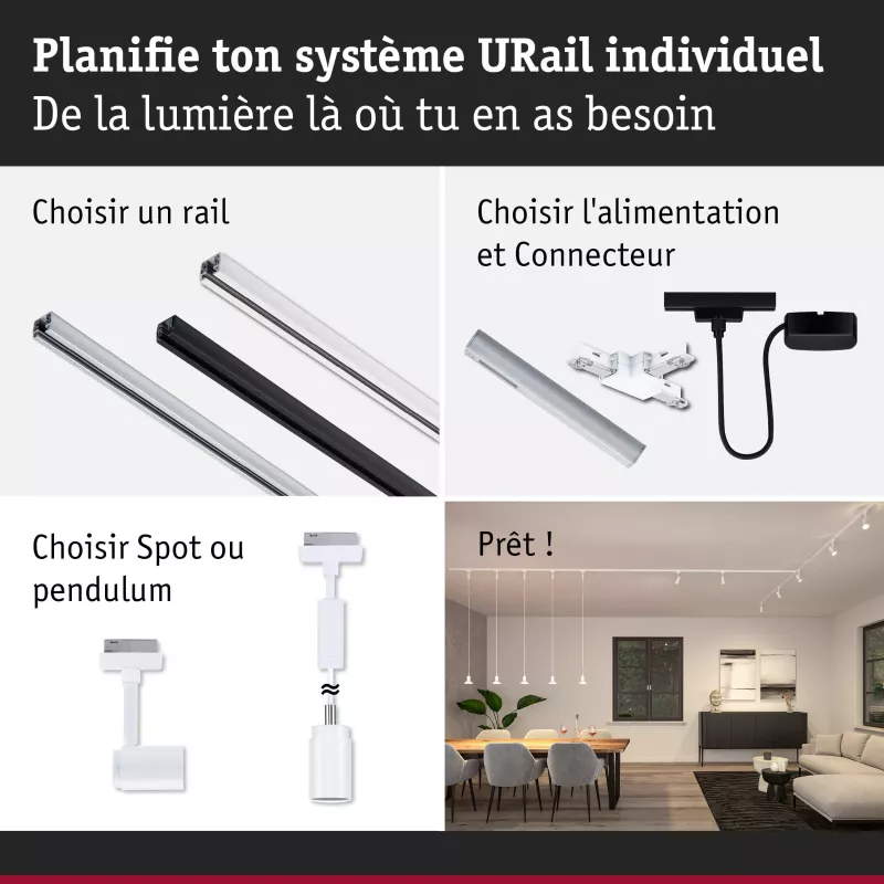 URail Gleisstrahler Runa Einzelstrahler GU10 max. 10W dimmbar 230V Signal weiß