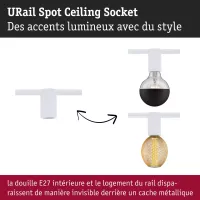 URail Schienenstrahler, Fassung E27, max. 20 W, dimmbar, 230 V, Signalweiß - système d'accrochage et décoration - détail 7