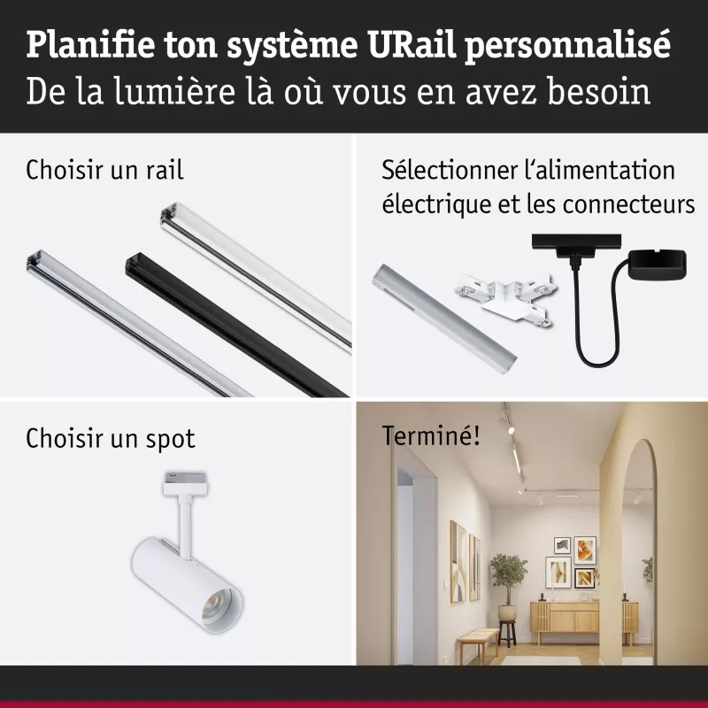 URail Track spotlight Theron Individual spotlight 1020lm 11W 3000K dimmable 230V Signal white PAULMANN 19 - Cimaise Tableau 