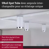 URail Track Spot Tube, Individual GU10, max. 10W, Dimmable, 230V, Signal White - système d'accrochage et décoration - détail 3