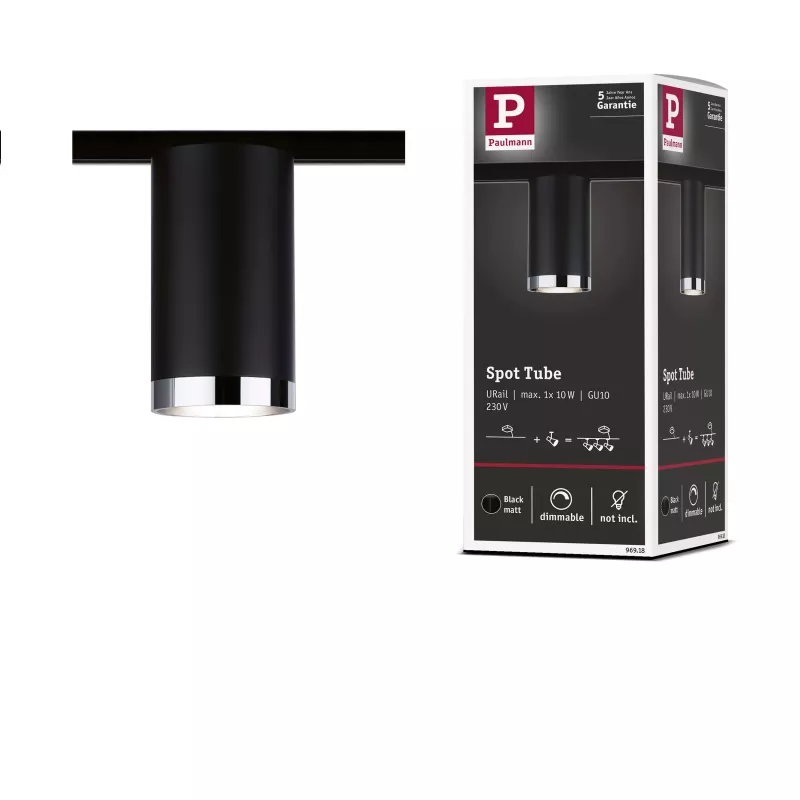 ,URail Spot sur rail Tube Spot individuel GU10 max. 10W gradable 230V Noir mat,,,