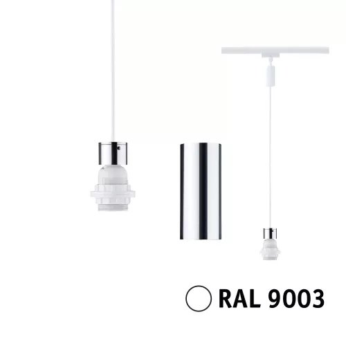 Lámpara colgante URail 2Easy E27, máx. 20W, regulable, 230V, luz blanca.