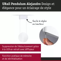 URail Suspension 3-Step-Dim Alejandro 800lm 10W 3000K gradable 230V Blanc signal - système d'accrochage et décoration - détail 5