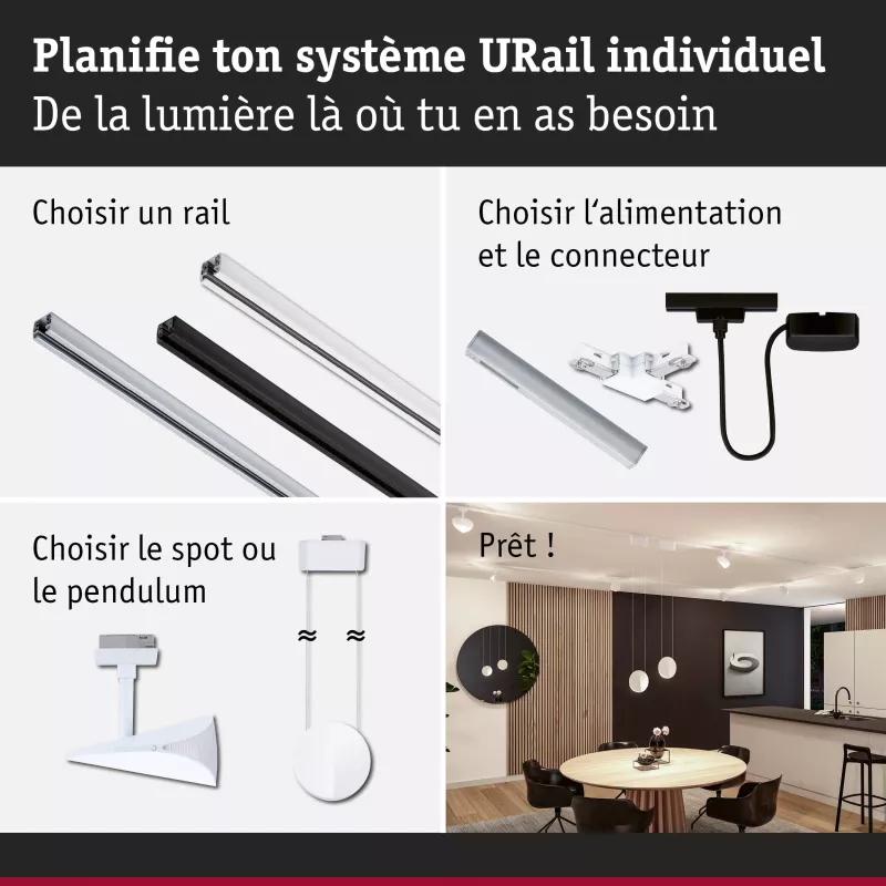 URail Suspension 3-Step-Dim Alejandro 800lm 10W 4000K gradable 230V Blanc signal