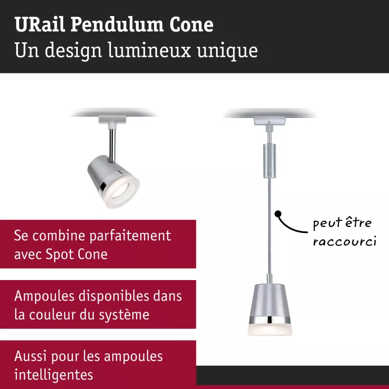 URail Suspension Cone GU10 max. 10W dimmable 230V PAULMANN 23 - Cimaise Tableau 