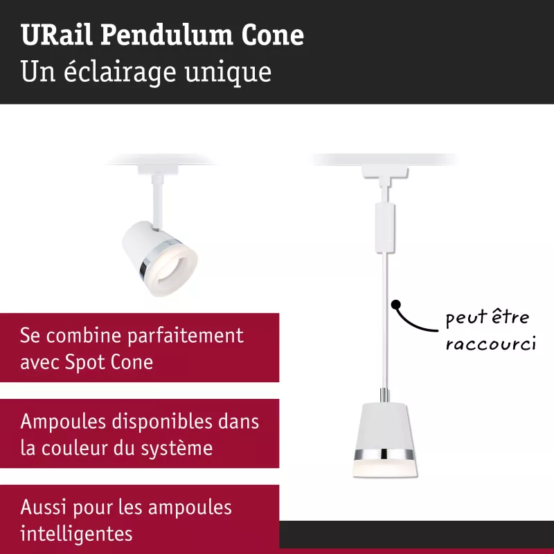 URail Suspension Cone GU10 max. 10W gradable 230V Blanc signal