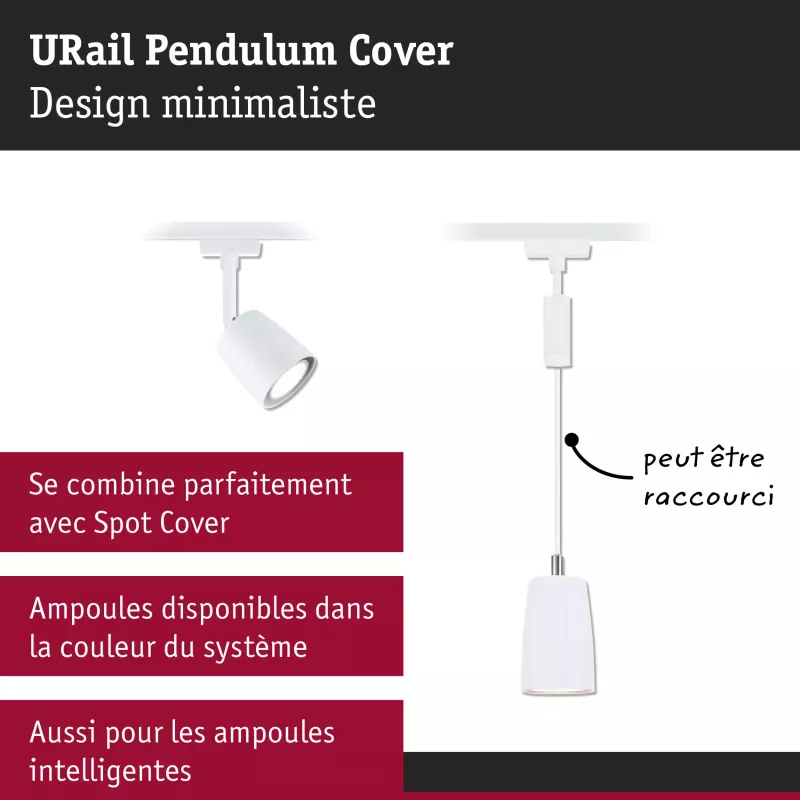 URail Suspension Cover GU10 max. 10W gradable 230V Blanc signal