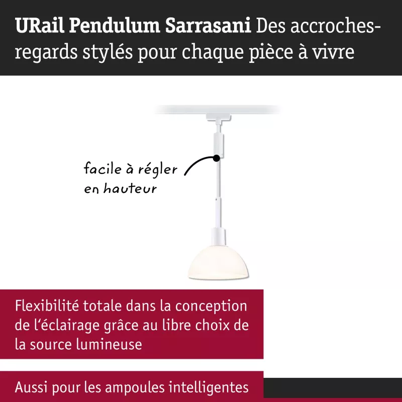 URail Suspension Sarrasani E14 max. 20W gradable 230V Blanc signal