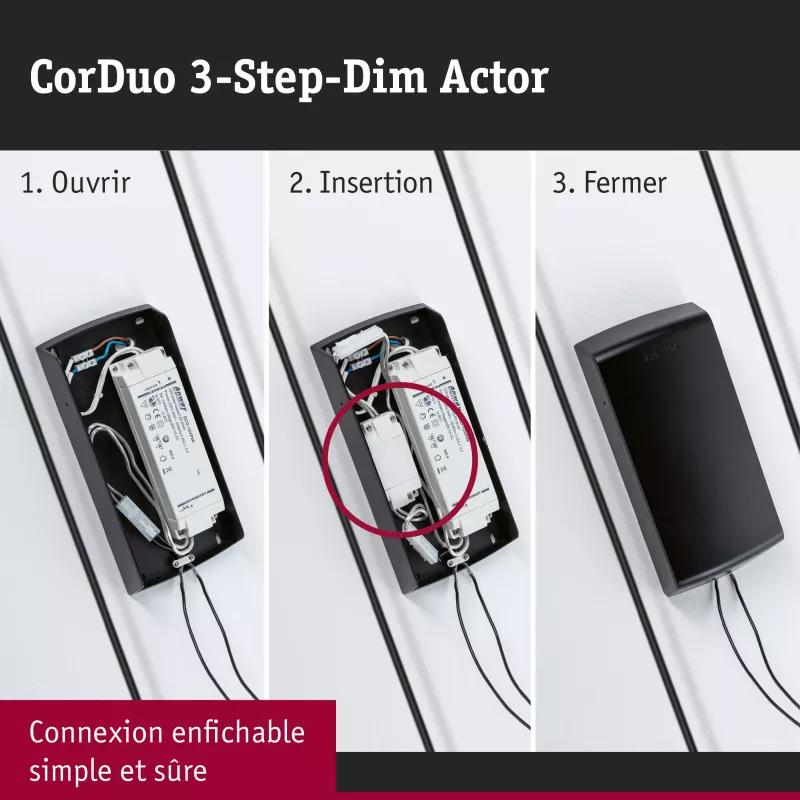 Sistema de cableado CorDuo de 3 niveles de atenuación, regulador de intensidad de 3 niveles, blanco